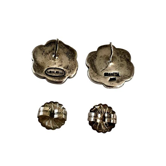 Lois Hill Sterling Silver Stud Post Earrings Oxidized Flower Paisley Vintage 925 - Picture 5 of 10